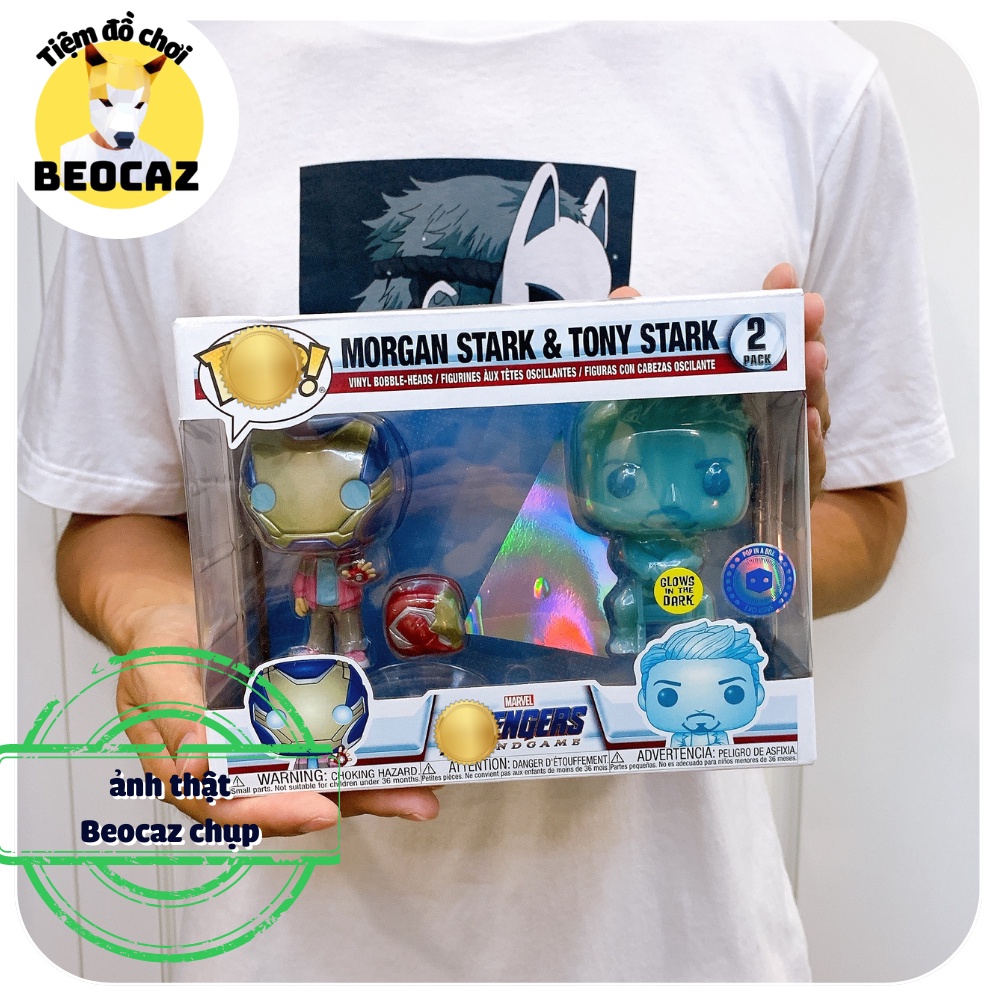 Đồ chơi Funko Pop Marvel Chính Hãng Iron man Người Sắt bé Morgan và Tony Stark Đồ chơi Beocaz GITD mô hình siêu anh hùng