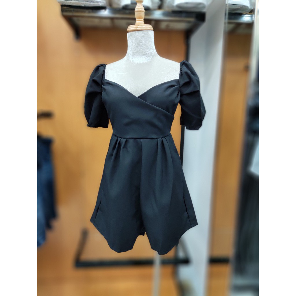 Jumpsuit Cổ Đắp Chéo (XÁM+ĐEN)