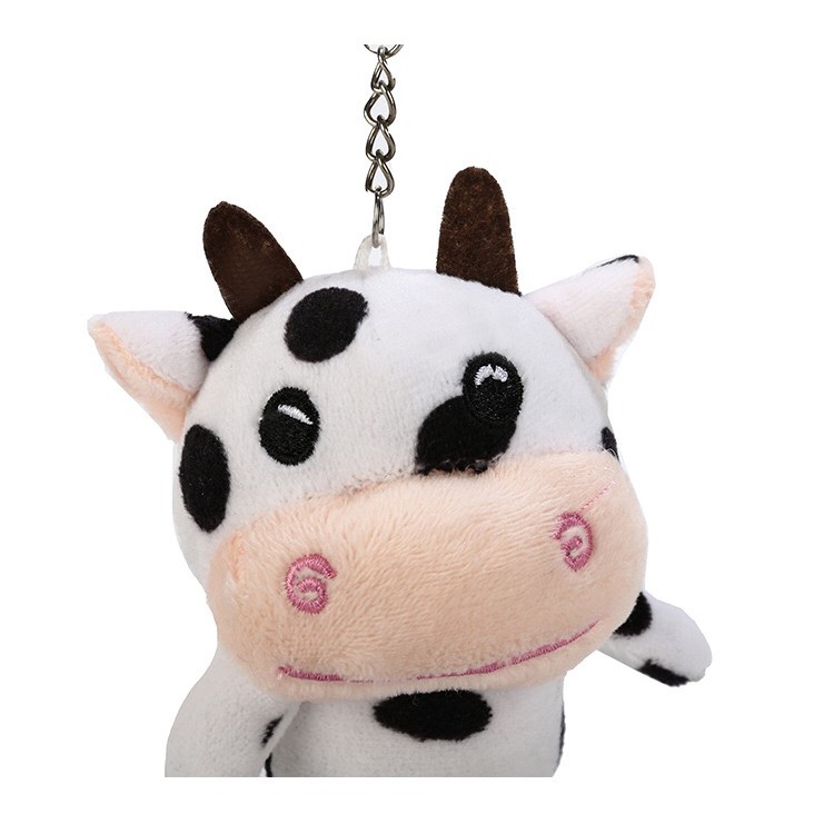 Móc treo chìa khóa balo túi xách con bò sữa, móc khóa bông trang trí phong cách ulzzang bò sữa nông trại URI DECOR