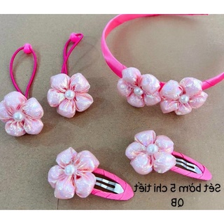Set 5 Bờm Hoa&Dây Buộc Tóc Cho Bé Gái