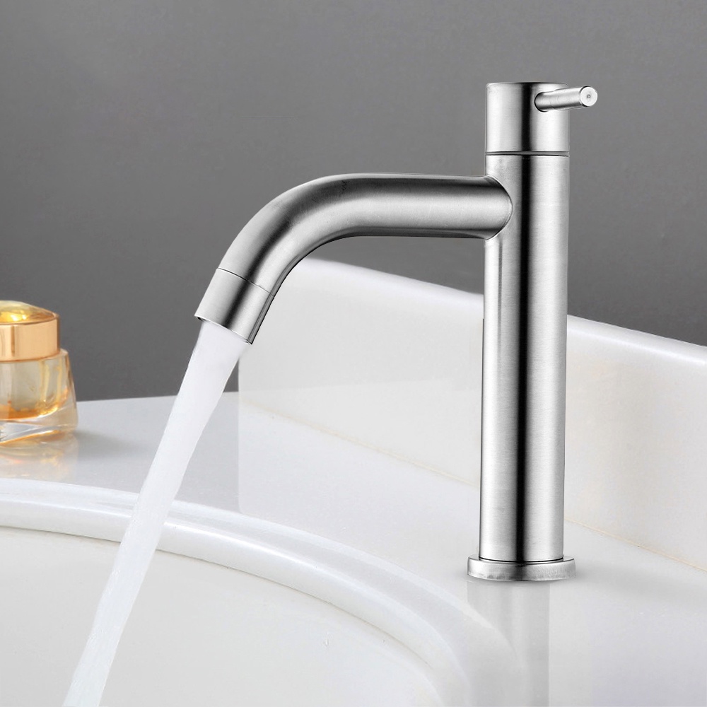 EKEZ  Vòi Phòng Tắm Bồn Rửa Tay Thép Không Gỉ SUS304 Vanity Đơn Vòi Lạnh