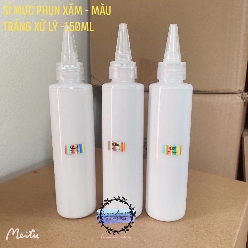 SỈ MỰC PHUN XĂM MÀU TRẮNG - chai 150ml 30m 20ml