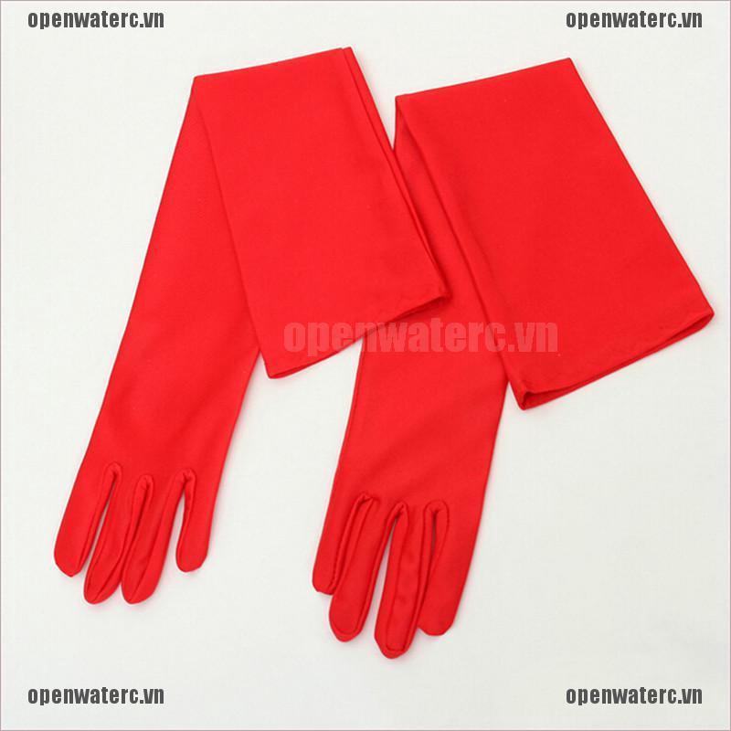 Găng Tay Satin Dài Nhiều Màu Dùng Hóa Trang Tiệc Cưới