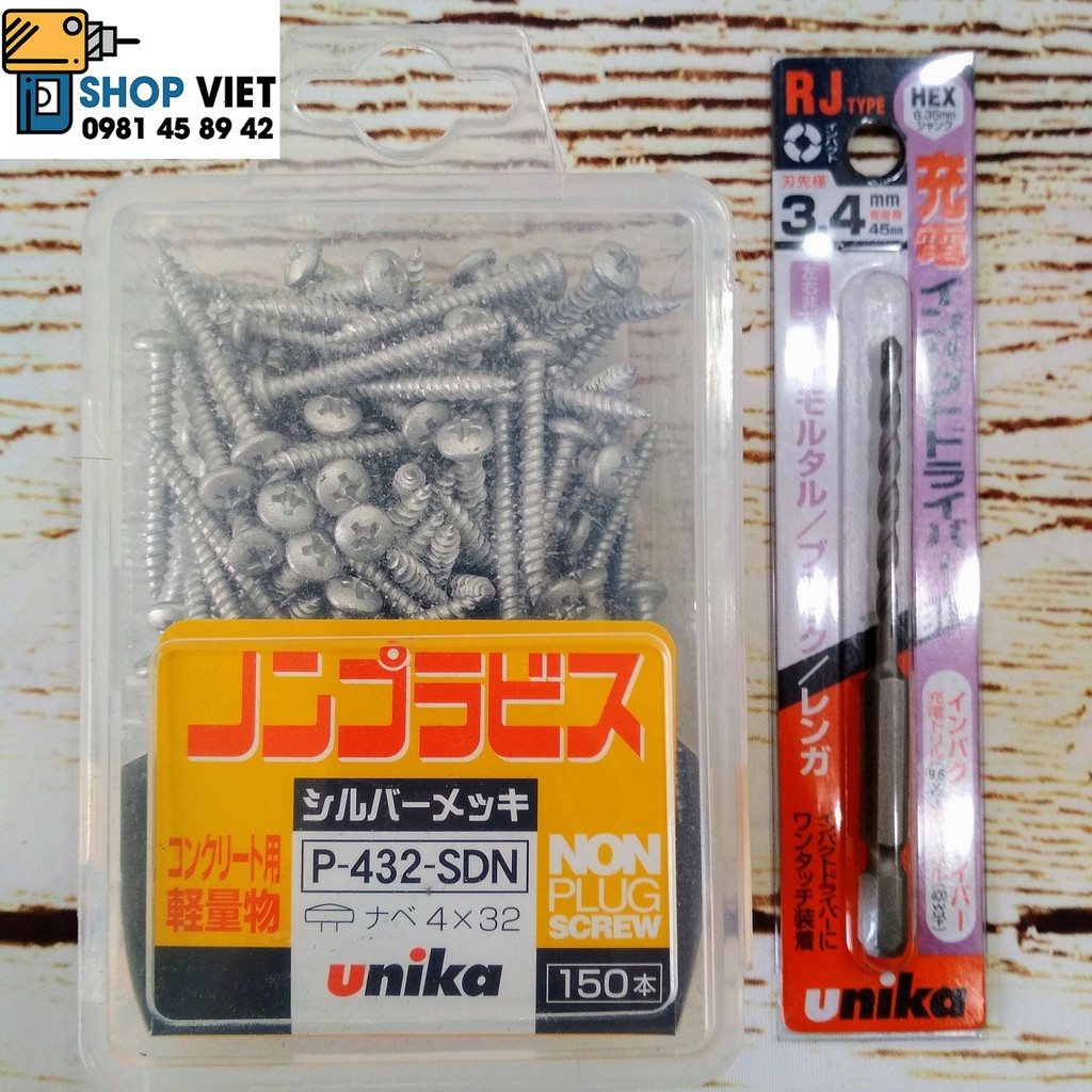 SV Combo mũi khoan và vít không cần nở Unika dùng trực tiếp với tường, bê tông