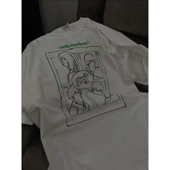 Áo thun tay lỡ Sadboiz Sadboizvibes 500k anniversary tee, Áo thun unisex nam nữ form rộng oversize chất liệu Cotton