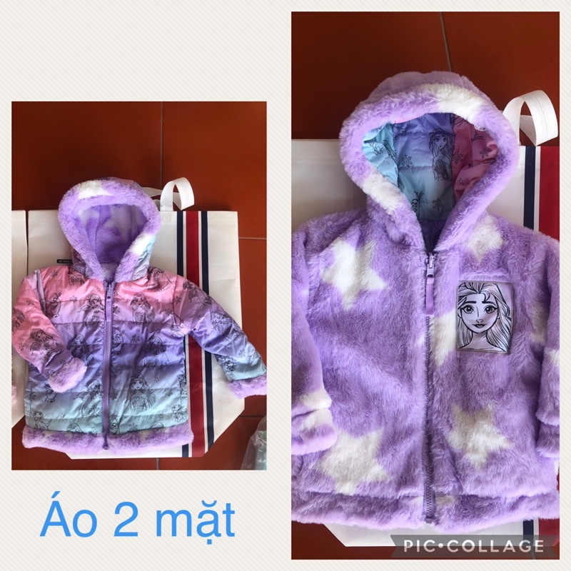 Áo khoác bé gái DN 2-5 tuổi  Áo mặc 2 mặt lớp gió lớp lông xuất dư 1221