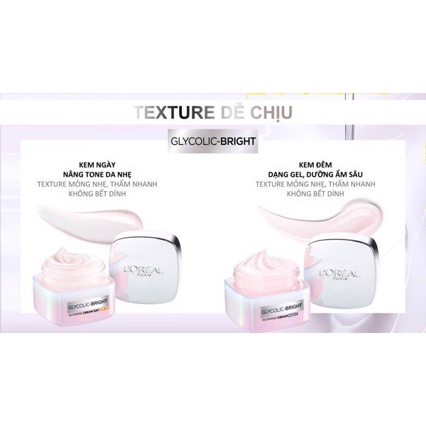 Kem Dưỡng Sáng Da Ban Ngày Loreal Paris Glycolic-Bright Glowing Cream Day - SPF 17 50ml