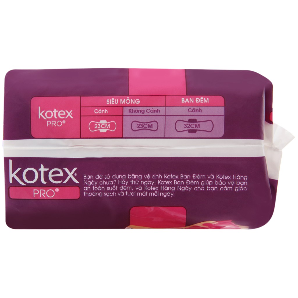 Băng vệ sinh Kotex Pro siêu mỏng cánh 8 miếng