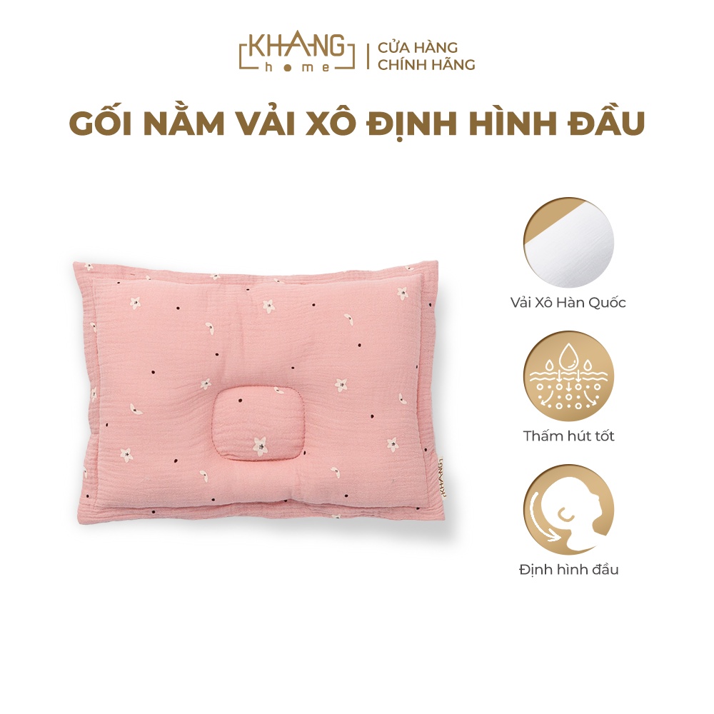 Gối Nằm Vải Muslin Định Hình Đầu Cho Bé Sơ Sinh Vải Xô Khang Home - Vải Muslin Hàn Cao Cấp, Thoáng Mát Và Thấm Hút Nhanh