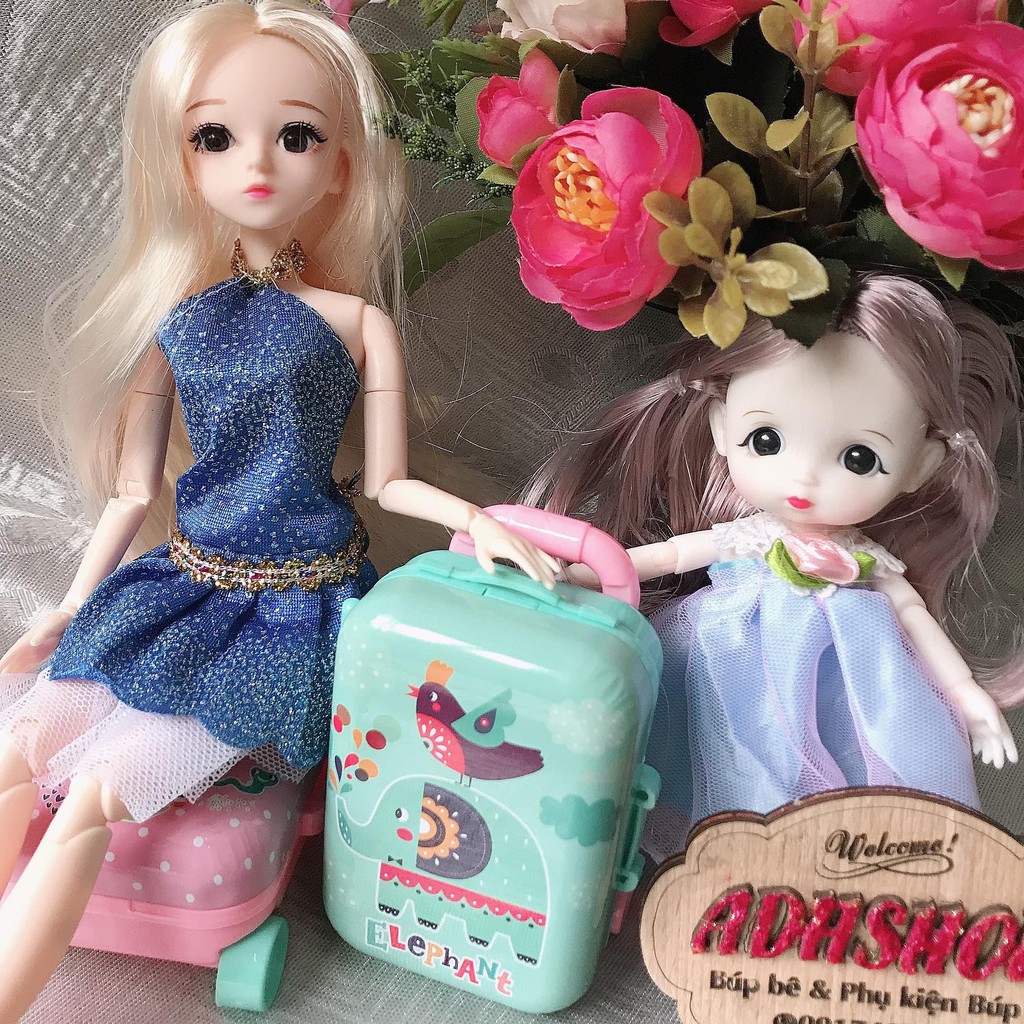 Vali kéo nhiều hoạ tiết cho búp bê 30cm Sunnydoll