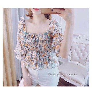 sơ mi voan lụa hoa chun