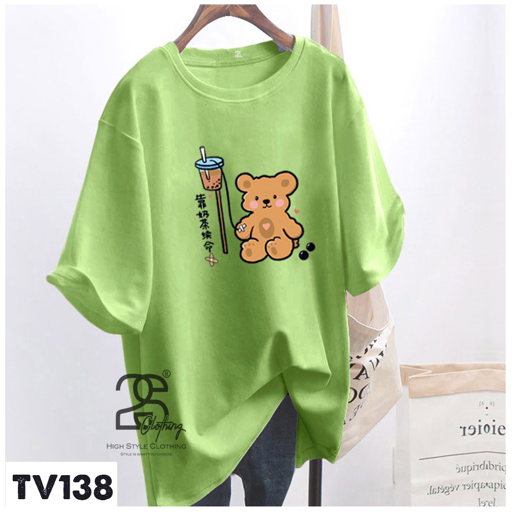 Áo Thun Tay Lỡ 2s Clothing Áo Phông Hình Teddy Dễ Thương Unisex Nam Nữ Cotton Oversize Form Rộng Giá Rẻ In Hình TV138 | BigBuy360 - bigbuy360.vn