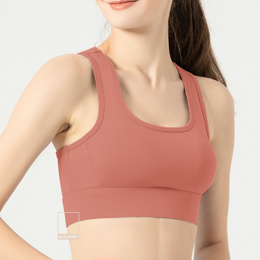 Áo lót tập Yoga - Gym croptop thun co giãn 4 chiều cài sau mút có thể tháo rời BOM SISTER AT0058