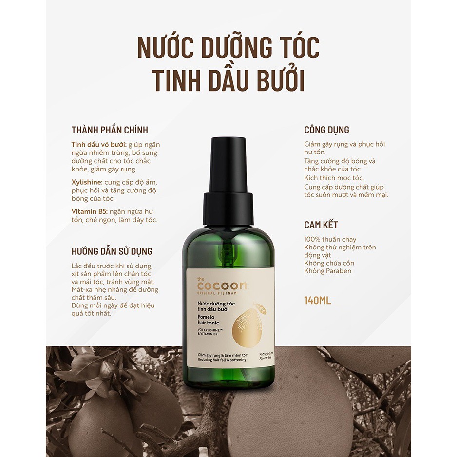 Nước Dưỡng Tóc Tinh Dầu Bưởi Cocoon 140ml | BigBuy360 - bigbuy360.vn