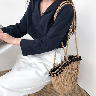 Túi Cói Đi Biển Miệng Quả Bông