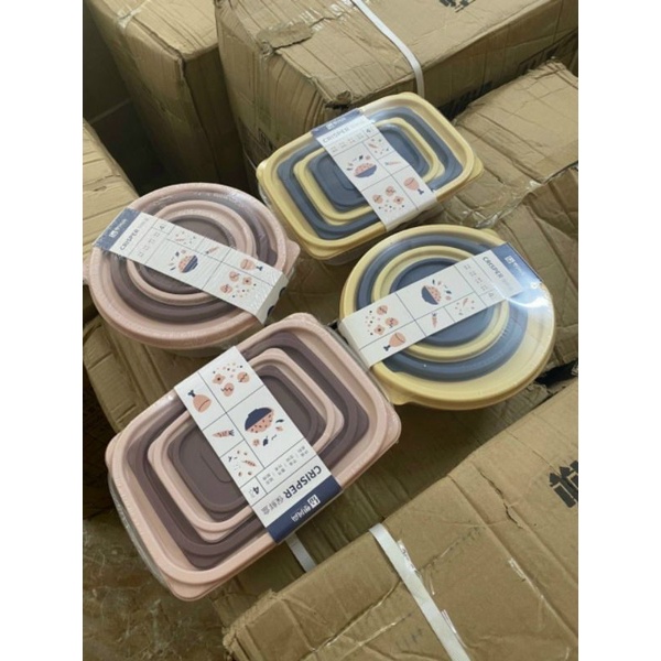 Set 4 Hộp Bảo Quản Thực Phẩm Hình Chữ Nhật Trong Suốt