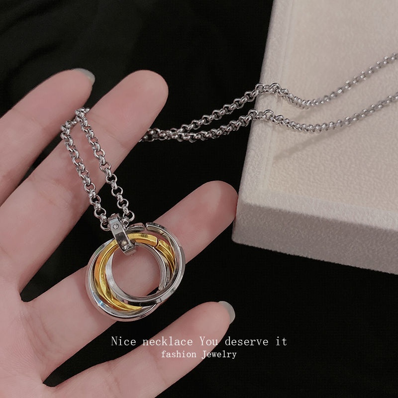 Vòng cổ Mặt Hình Học Bằng Thép Titan Phong Cách Hip hop Thời Trang Cho Nam 2021