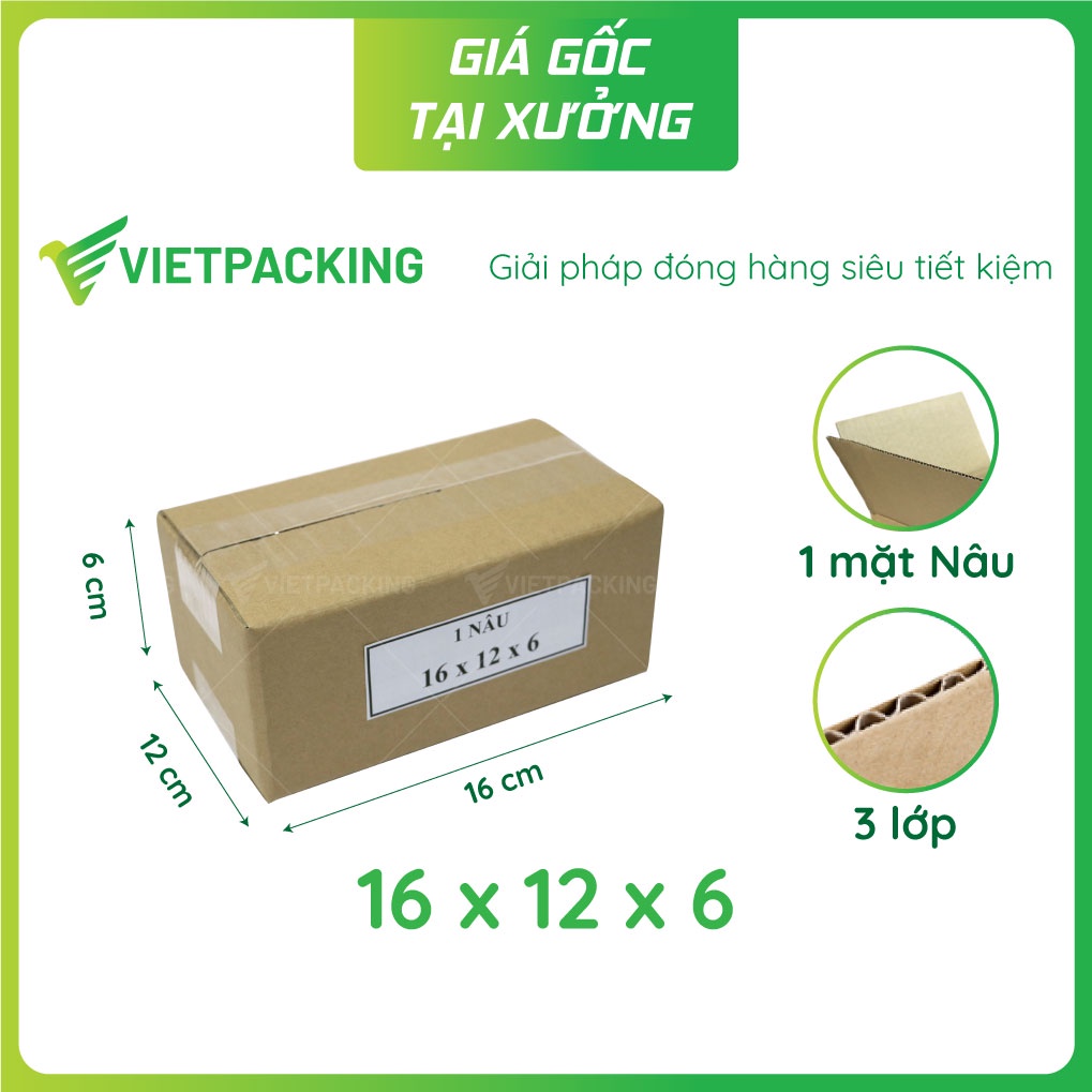 16x12x6 (1 Nâu) - 25 hộp carton đóng hàng hóa nhỏ, tiết kiệm
