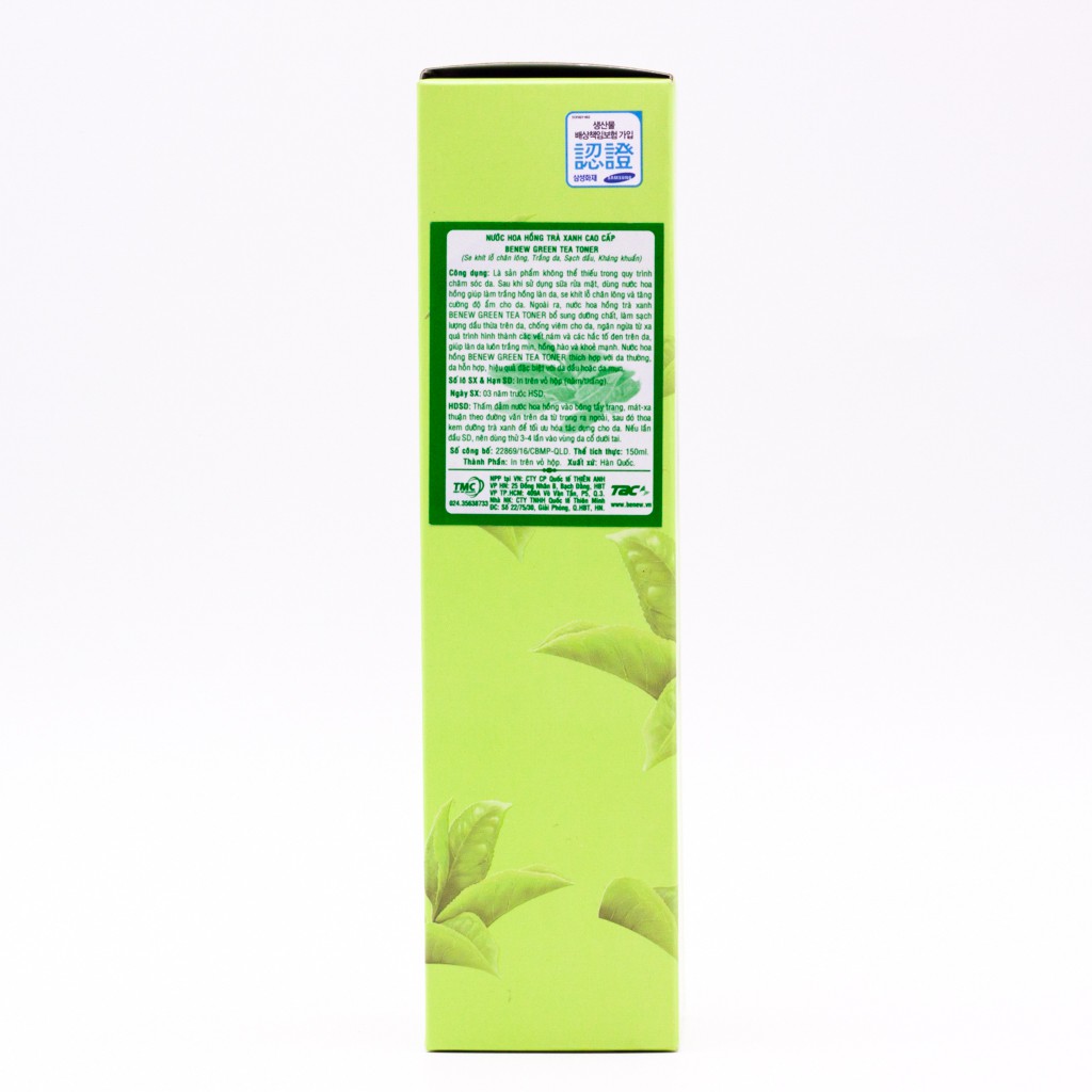 Nước hoa hồng Benew Toners Green Tea Hàn quốc cao cấp 150ml/Hộp tinh chất trà xanh xóa mụn, ngừa thâm, dưỡng trắng da