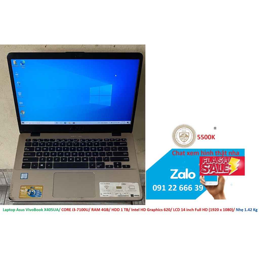 Laptop Asus VivoBook X405UA/ CORE i3-7100U/ RAM 4GB/ HDD 1 TB/ Intel HD Graphics 620/ LCD 14 inch Full HD (1920 x 1080)