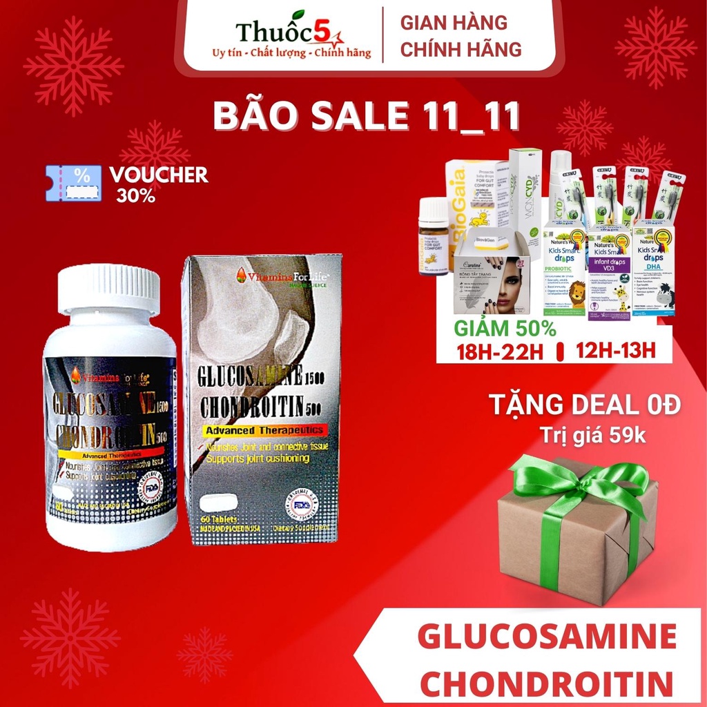 Glucosamine Chondroitin giảm đau, ngăn ngừa thoái hóa khớp 60 viên