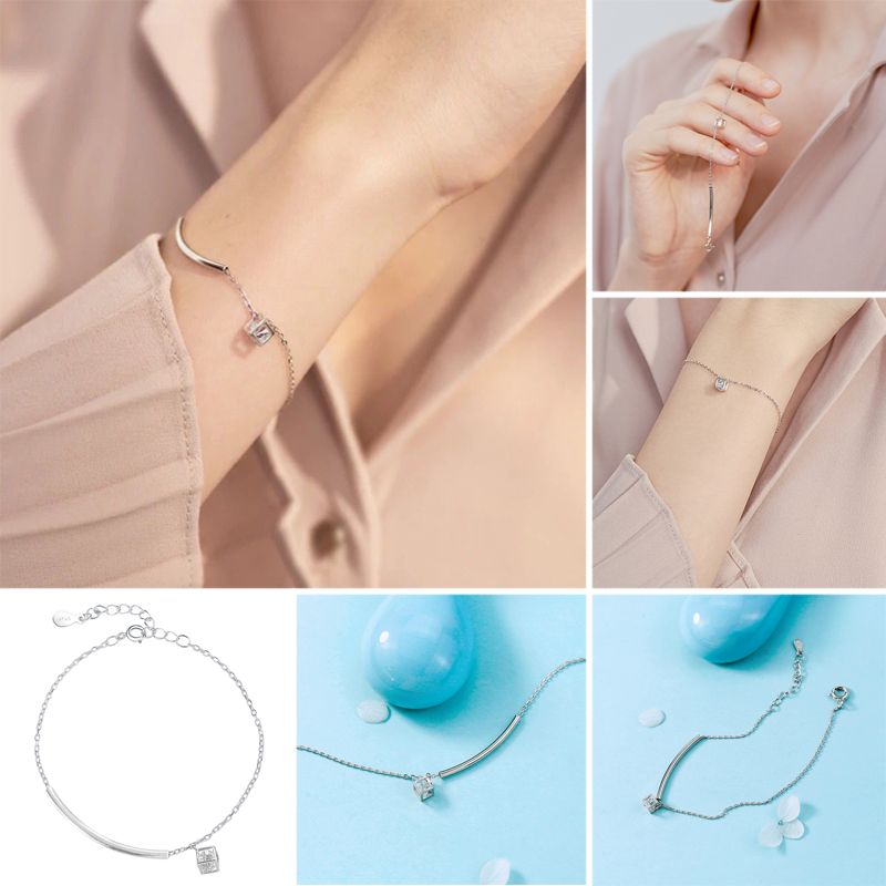 Vòng Tay Nữ Thiết Kế Khối Lập Phương Sáng Tạo