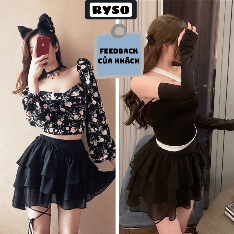 Chân Váy Xòe 3 Tầng Ulzzang Dáng Ngắn Kiểu Chân Đan Dây ( có quần trong ) | BigBuy360 - bigbuy360.vn