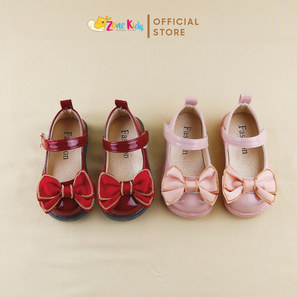 Giày búp bê da bóng đính nơ cho bé gái Zonekids - B31