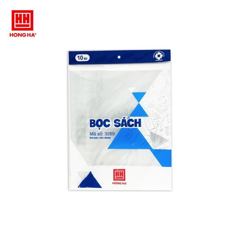 Bọc sách nylon 190x265mm HỒNG HÀ 3269 (tập 10 chiếc)