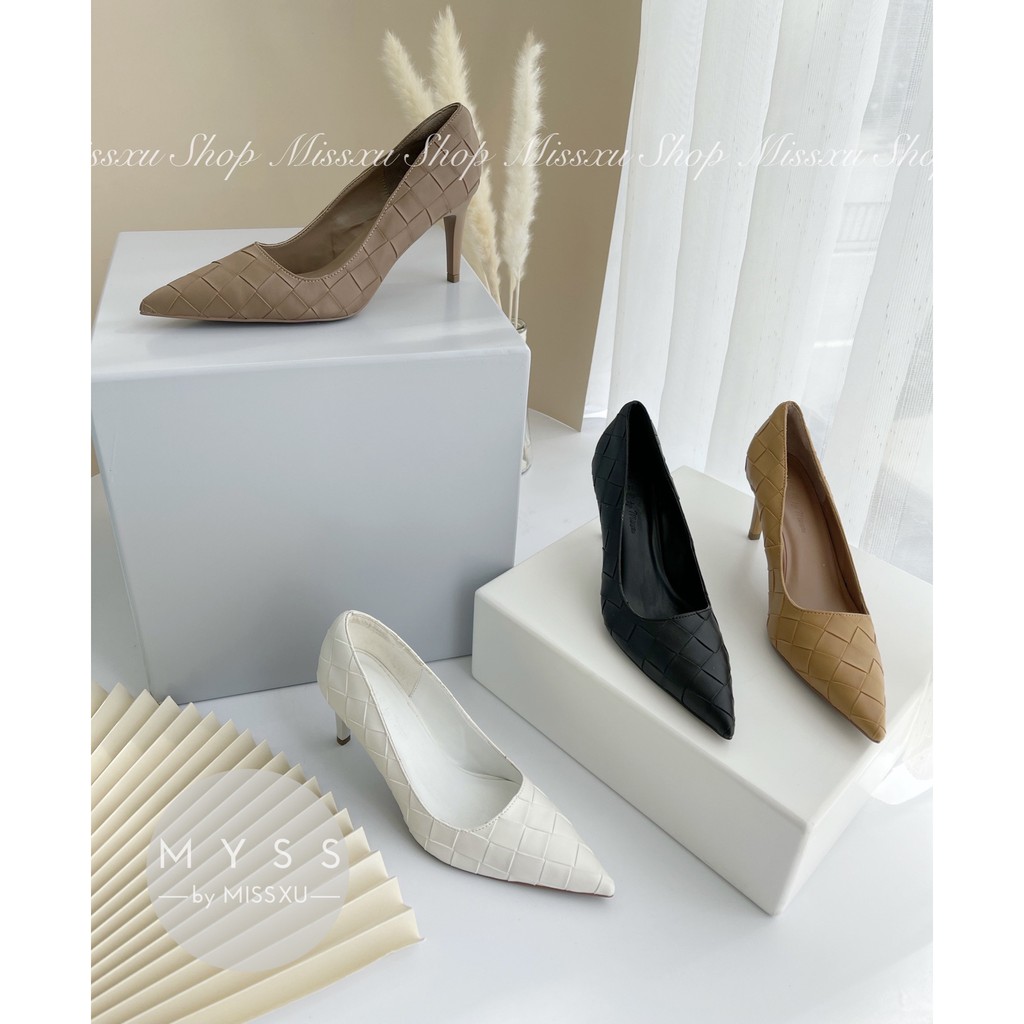 Giày nữ mũi nhọn vân ô 7 cm thời trang MYSS - CG189