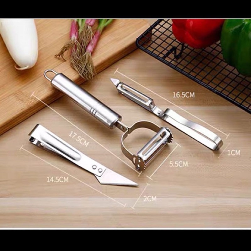 Bộ 3 dao nạo rau củ đa năng bằng inox - vô cùng tiện lợi Ahung96