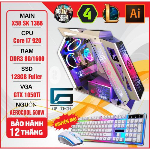 Bộ máy tính Core I7/GTX 1050Ti chơi mọi loại game, LED đẹp