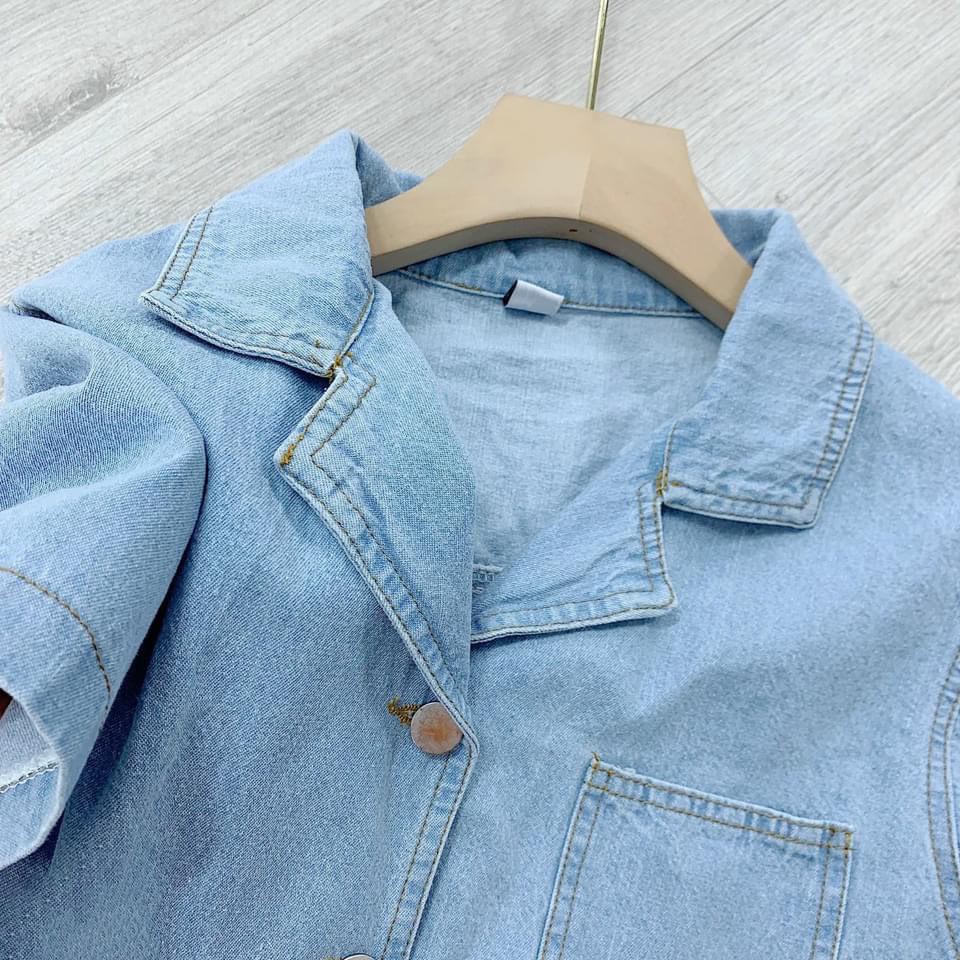 Áo sơ mì bò croptop cổ vét cực xinh | BigBuy360 - bigbuy360.vn