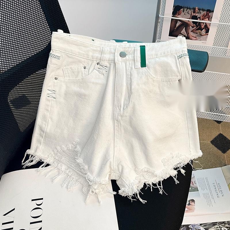 Quần Short Denim Lưng Cao Màu Sắc Tương Phản Thời Trang Mùa Hè Cho Nữ