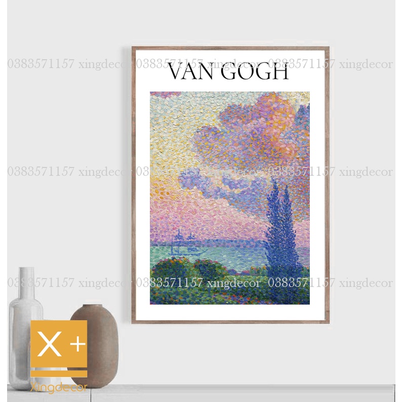 Tranh treo tường phong cảnh của Van Gogh, tranh decor có móc treo và chống nước, chống ẩm.