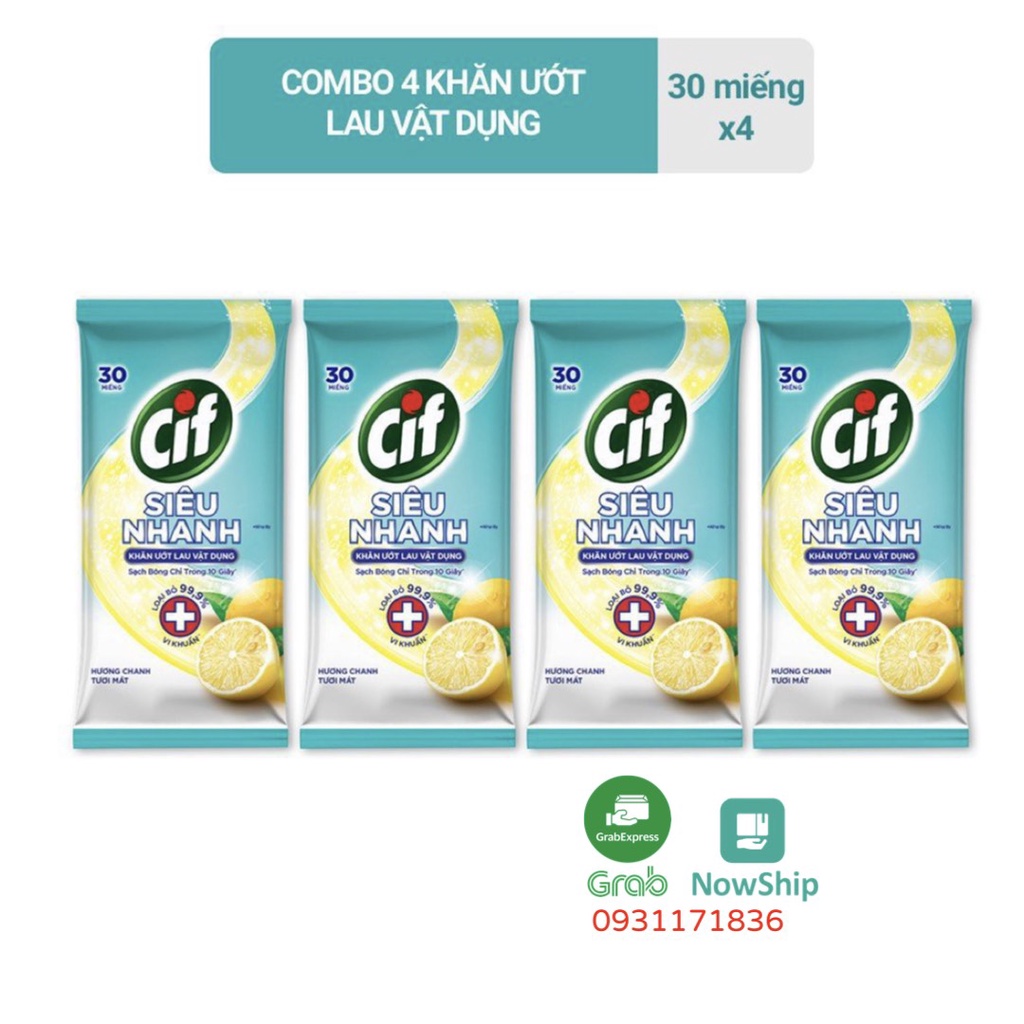 Khăn Ướt Lau Vật Dụng Đa Năng CIF Siêu Nhanh 30 miếng