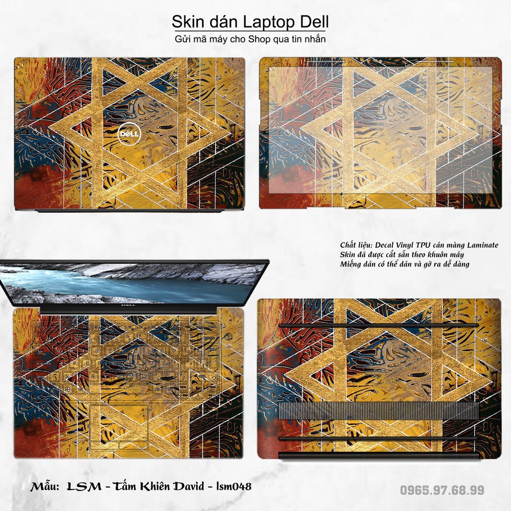 Skin dán Laptop Dell in hình Tấm Khiên David - lsm048 (inbox mã máy cho Shop)