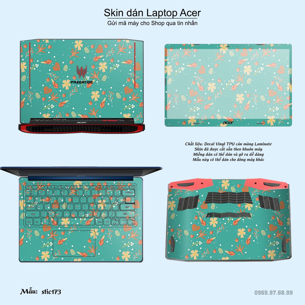 Skin dán Laptop Acer in hình Hoa văn sticker _nhiều mẫu 29 (inbox mã máy cho Shop)