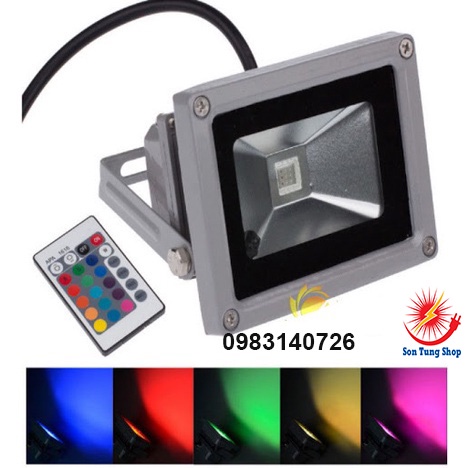 Đèn pha led 10W đổi 7 màu có điều khiển kèm theo