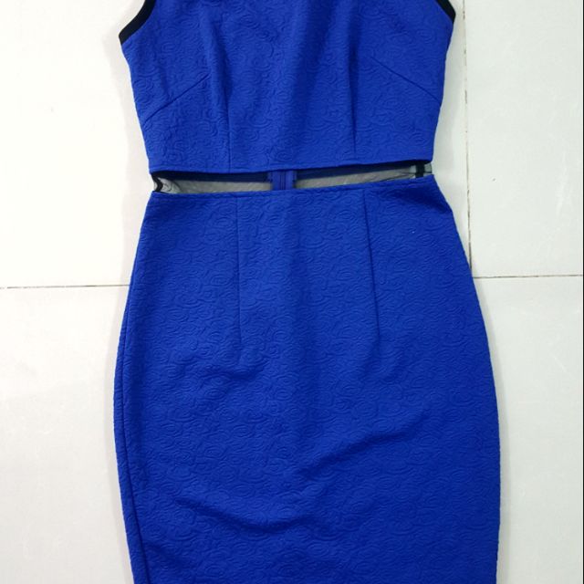 Đầm body xanh ren eo đính đá cổ #90k