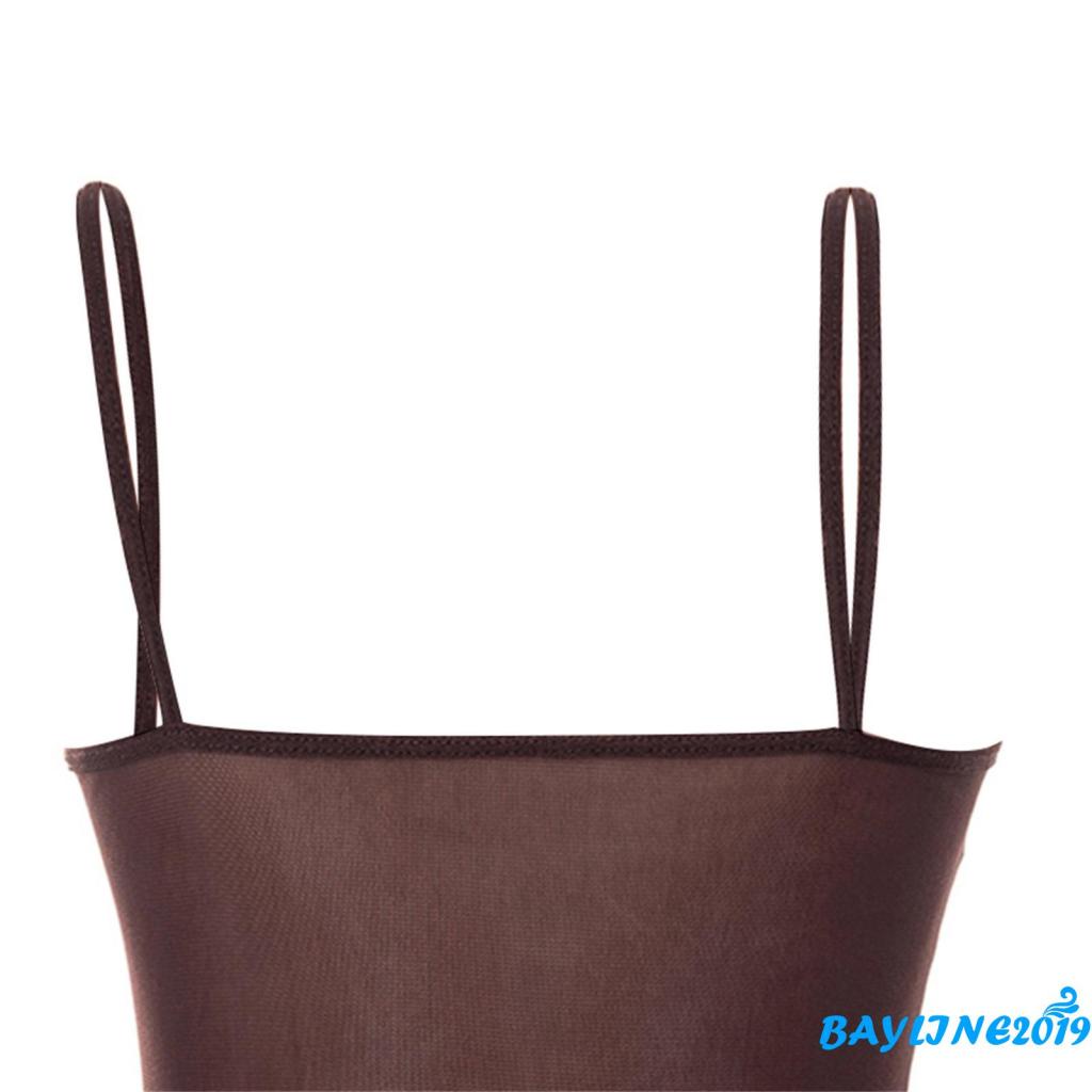 Bay-Women’s Casual Suspender Long Dress Fashion Perspective Mesh Yarn Backless Skinny Dress