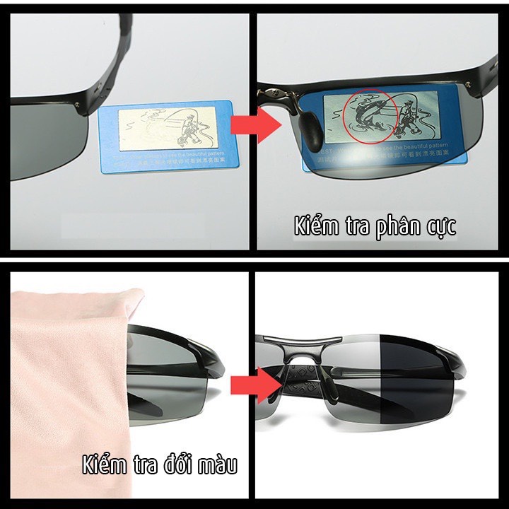 [Kính AORON]Kính mát nam kính thời trang phân cực polarized đổi màu đi ngày và đêm nam nữ 8177 gọng Nhôm Magiê siêu nhẹ