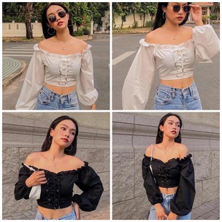 ÁO TRỄ VAI CHUN RÚT DÂY TRƯỚC NGỰC - DREAM TOP