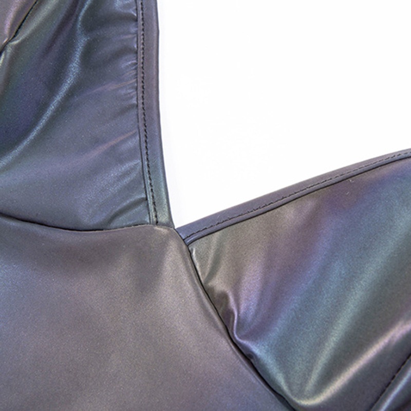 Xiangbao Áo Croptop Sát Nách Cổ Chữ V Hở Lưng Màu Cầu Vồng Phản Quang Lấp Lánh Gợi Cảm Cho Nữ Co