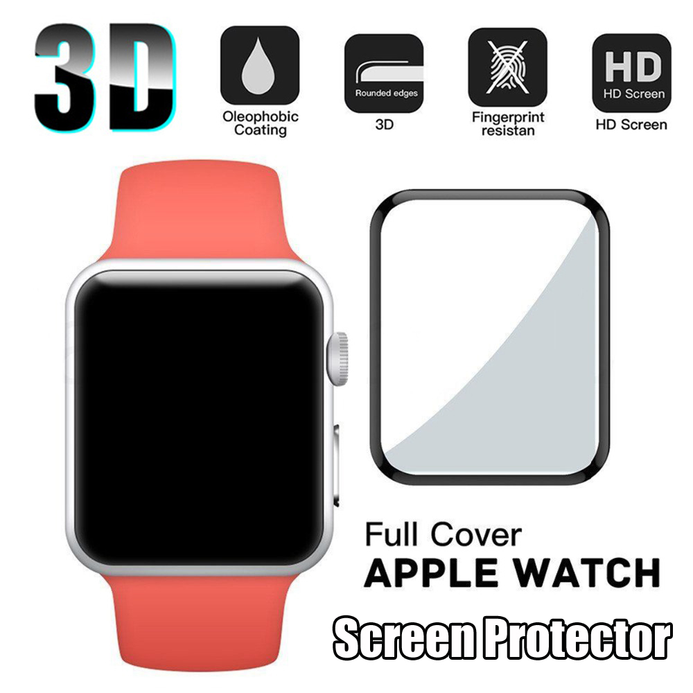 📞TOP💻 Black Anti-scratch 3D Curved Full Cover HD for iWatch Apple Watch 4 3 2 1