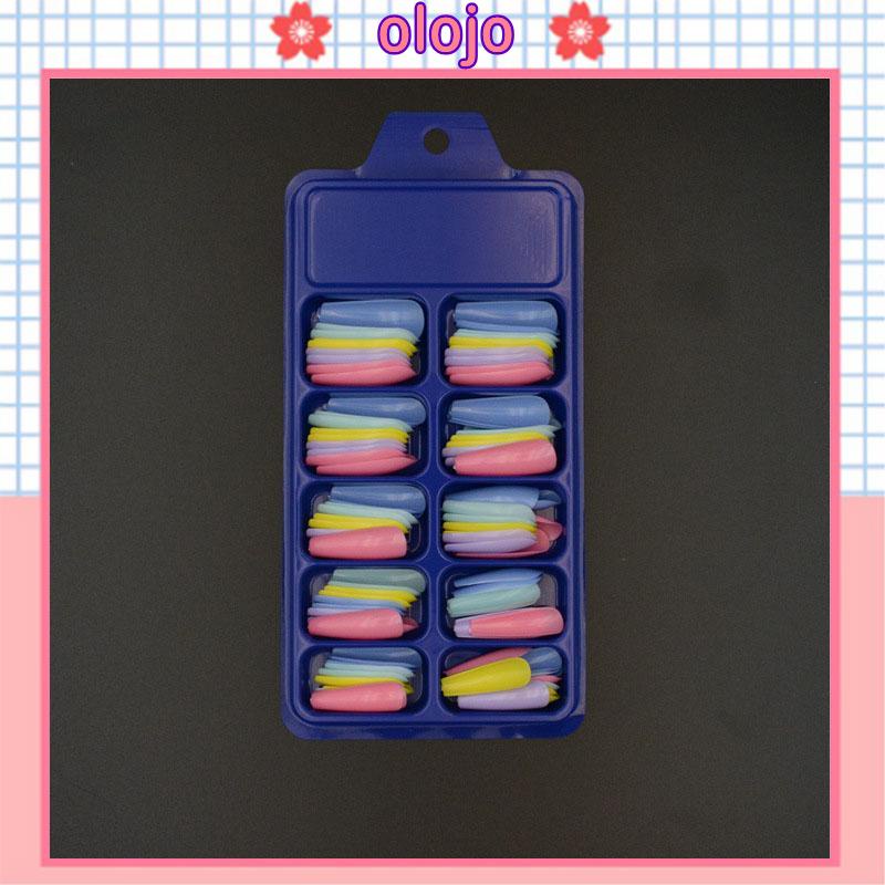 ⚜️Set 100 Móng Tay Giả Bằng Nhựa Acrylic Nhiều Màu Thiết Kế Bao Phủ Toàn Diện Độc Đáo