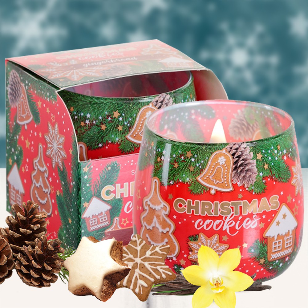 Ly nến thơm tinh dầu Bartek Christmas Cookies 100g QT7522 - bánh gừng, cam, quế, nến trang trí (giao mẫu ngẫu nhiên)