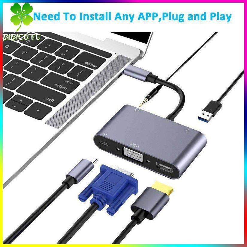 [Fast delivery]USB C To HDMI-compatible VGA Ad Ter 4K Ifmeyasi 5-in-1 With HDMI-compatible