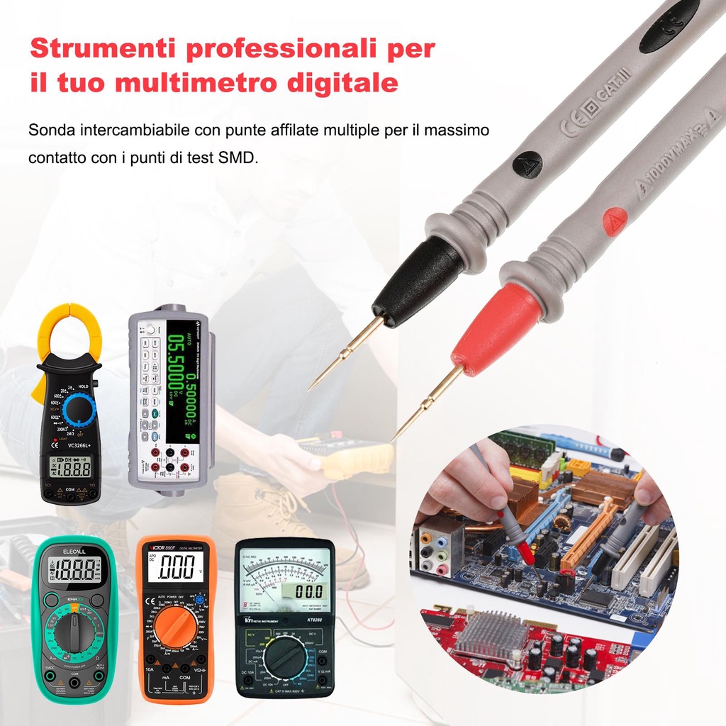 1 Cặp Dây Dò Thử Nghiệm Vạn Năng Kế Kỹ Thuật Số Có Kẹp