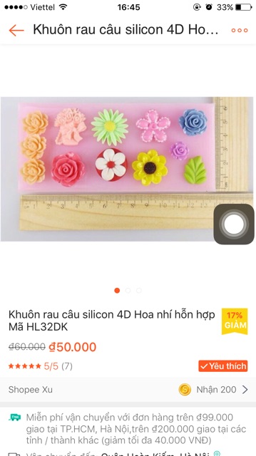 Combo 6 khuôn silicon rau câu 4D cơ bản Mã HKJDMC